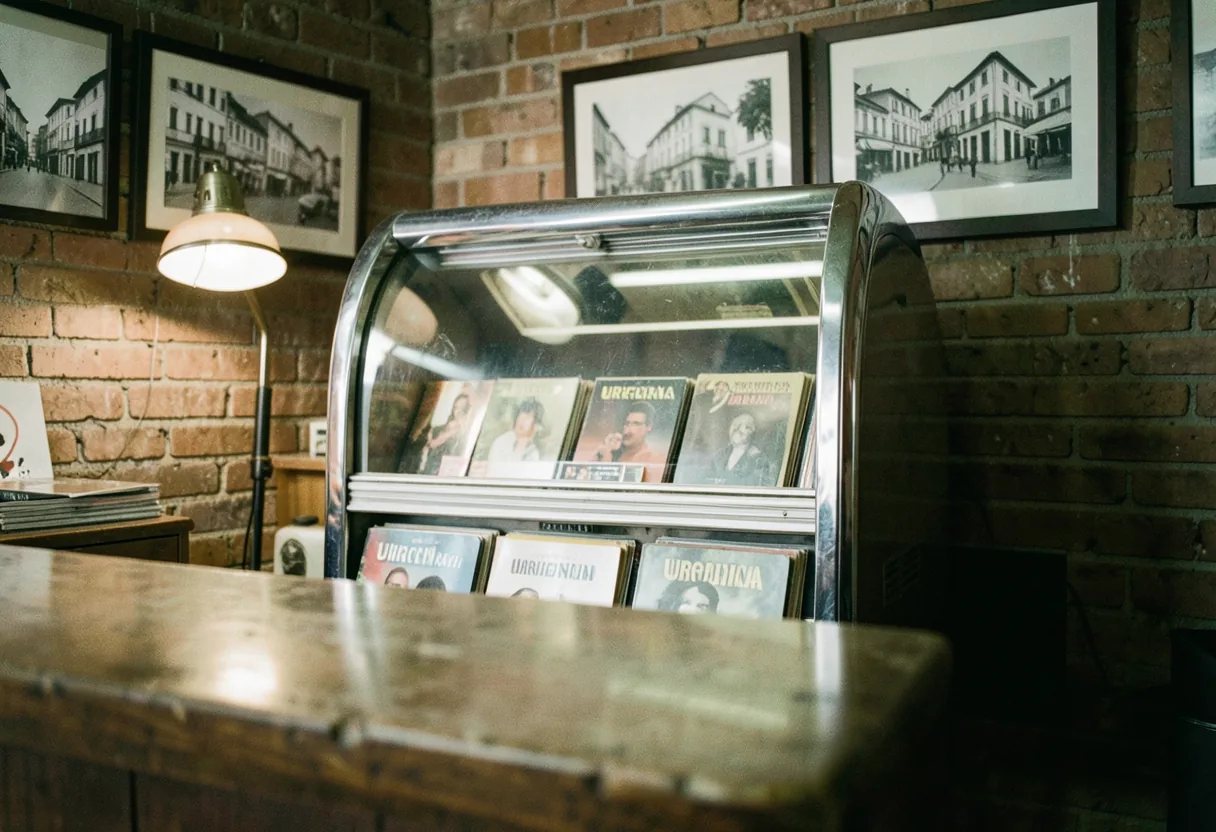 Vintage jukebox in dimly lit room, Southern Cone culture facts.